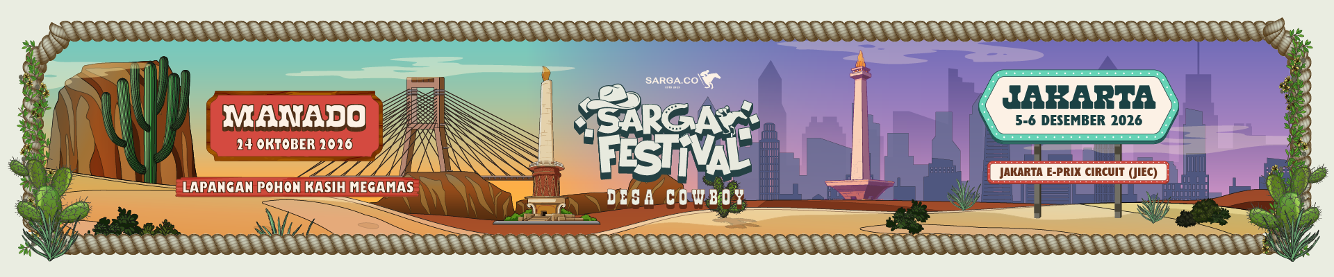 Sarga Festival Manado and Jakarta event banner